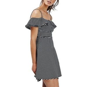 Topshop Bardot Off Shoulder Stripes Dress Sz 2
